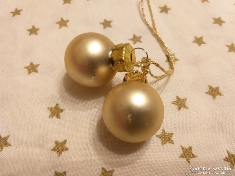 Retro 2 pcs. Glass gold small sphere Christmas tree decoration