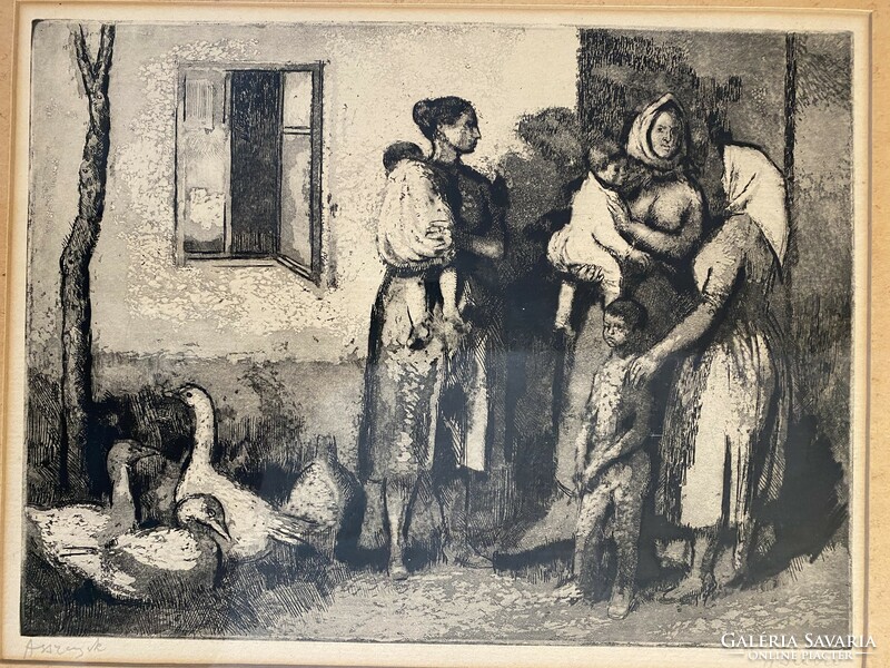 László Bencze: women etching