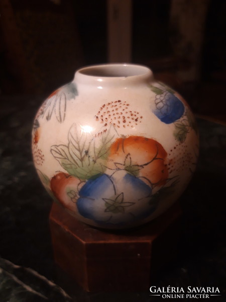 Old, hand-painted Japanese small vase - flower / bird motif