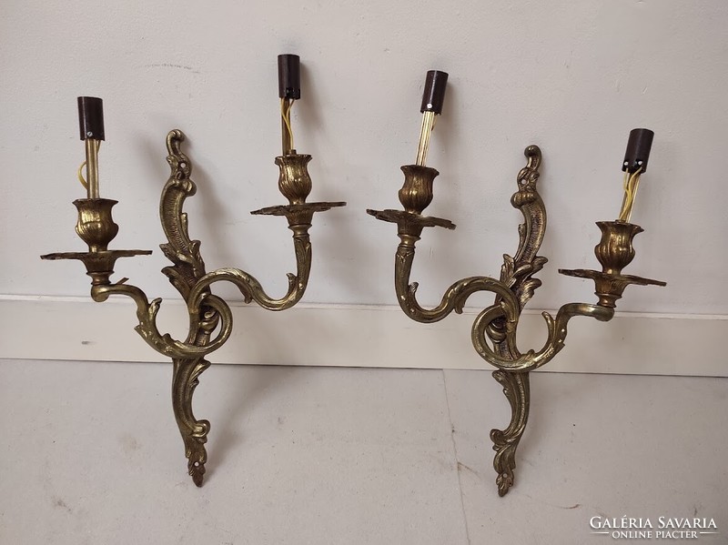 Antique patina wall arm 2 pcs 2 arm baroque copper + 4 new decorative candles and 4 light bulbs 389 6293