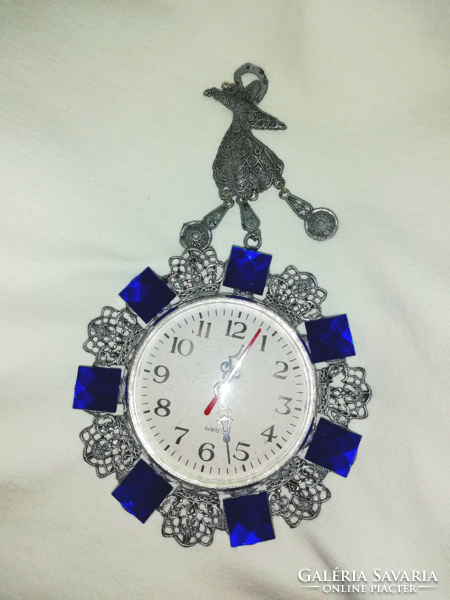 Angelic wall clock, decorated with beautiful gemstones