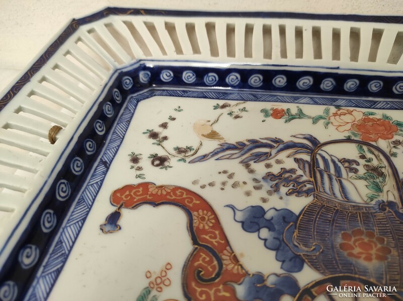 Antik japán porcelán tányér különleges négyzet alakú 432 6296