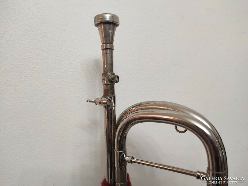 Antik hangszer rézfúvós trombita kürt dobozában 388 6305