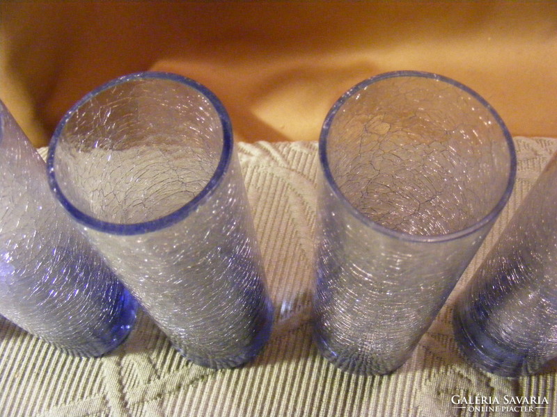5 db  karcagi repesztett kék üveg pohár