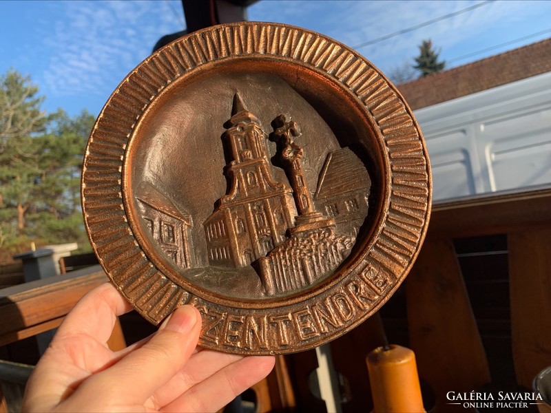 Szentendre copper wall plate relief, sign: piece, solid, heavy piece, not plate