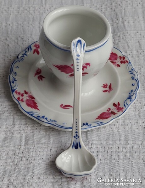 Alt wien antique Viennese porcelain mustard dish from 1844 Biedermeier period with original spoon!