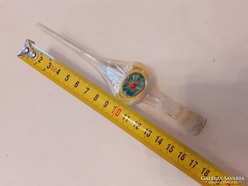 Régi vintage üveg karácsonyfadísz csúcsdísz 16 cm