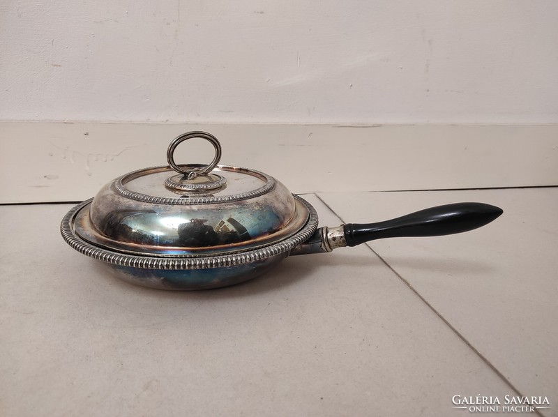 Antik konyhai eszköz nyeles fém lábas edény tányér gyűjtői ritkaság 435 6326