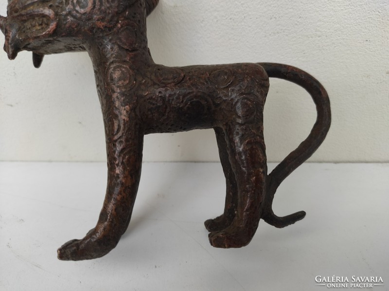 Antik Benin bronz leopárd párduc afrikai kis szobor 847 6314