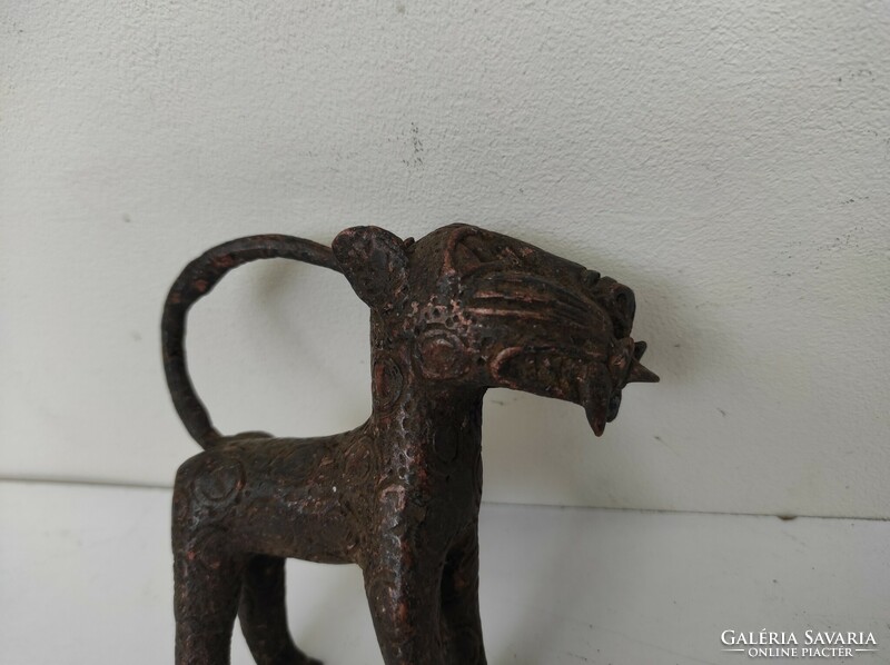 Antik Benin bronz leopárd párduc afrikai kis szobor 853 6319