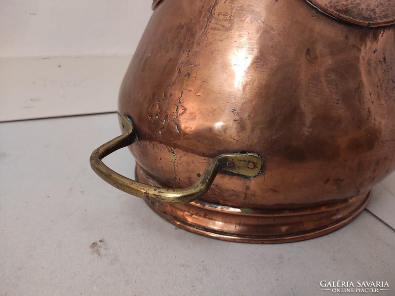 Antique kitchen pot pot heavy red copper with decorative brass handle 396 6289