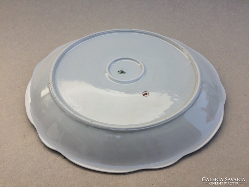Old shield seal Zsolnay round floral large porcelain serving plate 29.5 cm