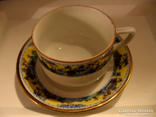 Antique collectible carlsbad carl knoll coffee and tea cup with chinese scene with pagoda pattern