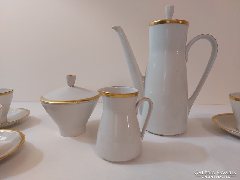 Old retro Freiberg GDR porcelain coffee set gilded mid century mocha set for 6 people