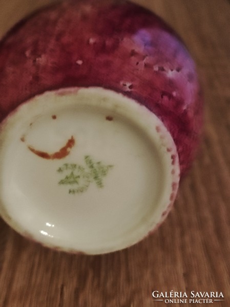 Hollóházi porcelán lüszteres váza (18 cm)