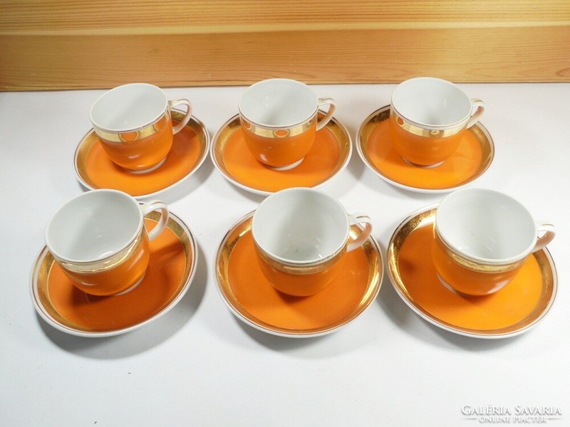 Retro jelzett Hollóházi porcelán teáskészlet kávéskészlet Hollóháza -1970-es évek, 6 személyes