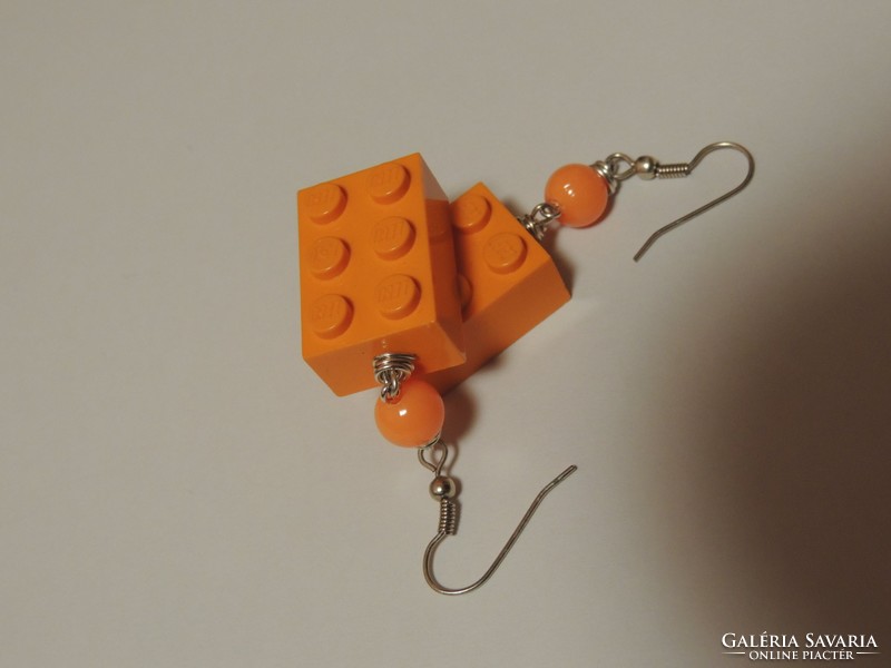 Orange lego earrings