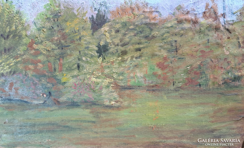 Tájkép fákkal (23x14, olajfestmény vászonra, kartonra kasírozott)