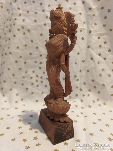 Indian oriental goddess handmade wooden carved statue 19 cm