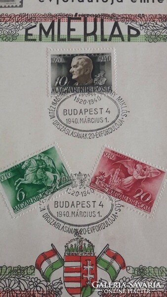 Miklós Horthy original memorial card 1940.03.01.