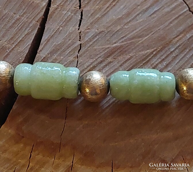 Beautiful jade necklaces with gold-plated silver spacers with a magnetic clasp