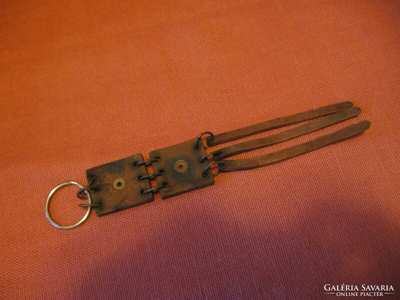 Leather key ring with copper studs