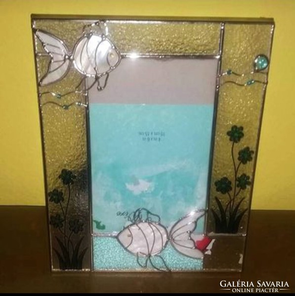 Photo holder with mother-of-pearl inlay