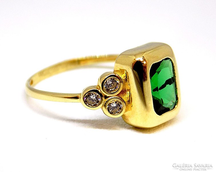 Gold ring with green stones (zal-au114045)