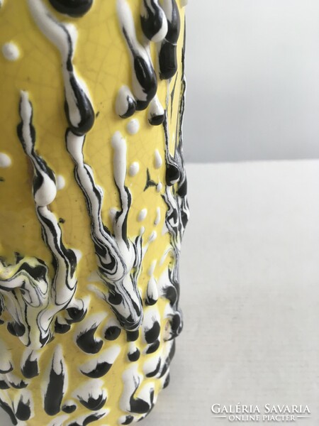 Retro, vintage, mid-century modern különleges csurgatott mázas kerámia váza