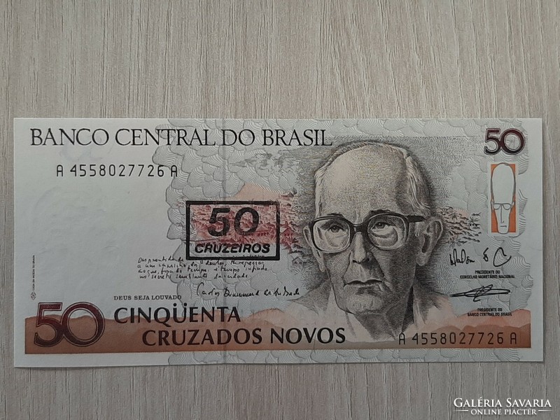 Brazíl 50 Cruzados  1990  UNC  ropogós bankjegy
