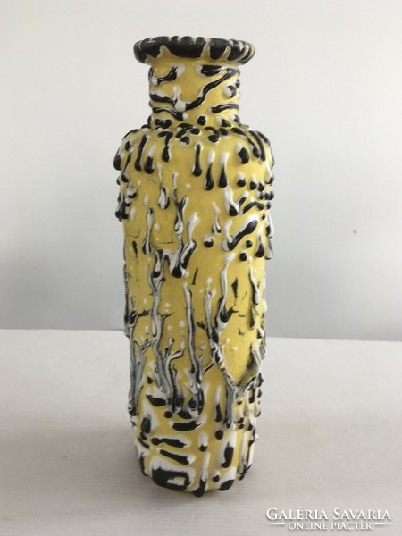 Retro, vintage, mid-century modern különleges csurgatott mázas kerámia váza