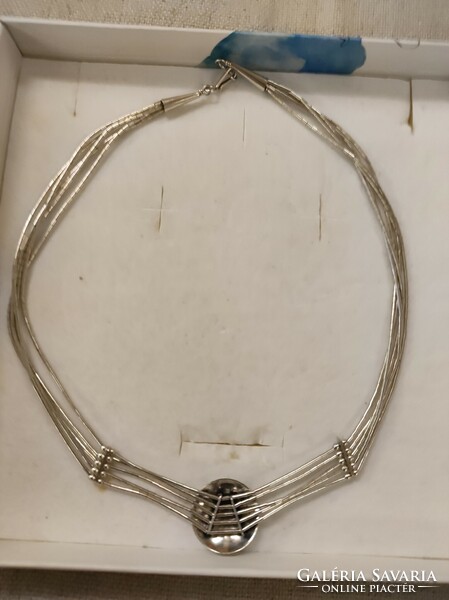 Silver multi-line necklace -necklaces