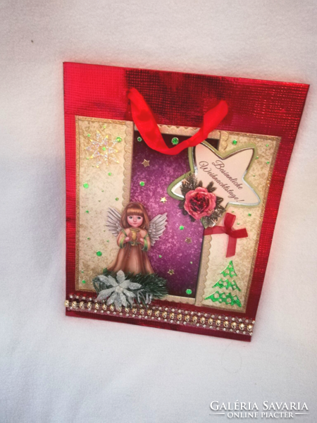 Extra quality and beautiful angel-decorated Christmas gift bag with rose 49