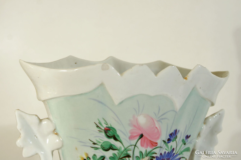Pair of Czech porcelain flower vases 25x19.5cm 2 vases with flower patterns