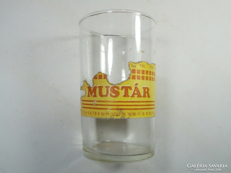 Glass with retro paper label - mustard mustard - duvél kft. Dunavarsány - 1990s