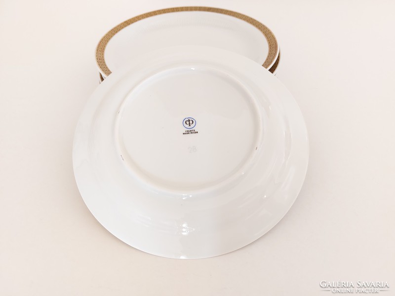 Retro 6 db német Colditz GDR porcelán aranyszegélyes régi kis tányér mid century