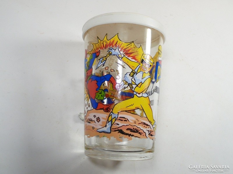 Children's cup - painted fairy tale figure pattern Power Rangers with plastic lid - from 1994