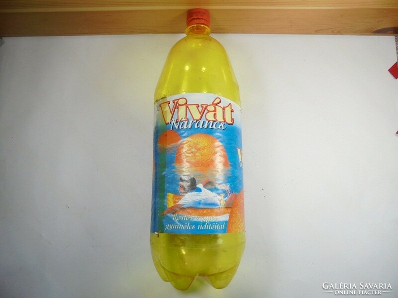 Retro Vivát narancs juice üdítőital üdítő üdítős flakon -papír címke, műanyag palack - 1998-as