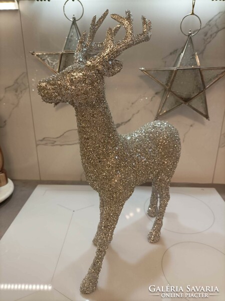 Christmas glittery silver deer