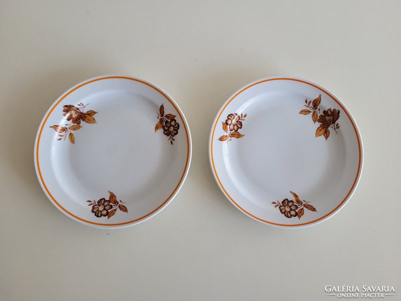 Old zsolnay porcelain brown floral small plate 2 pcs