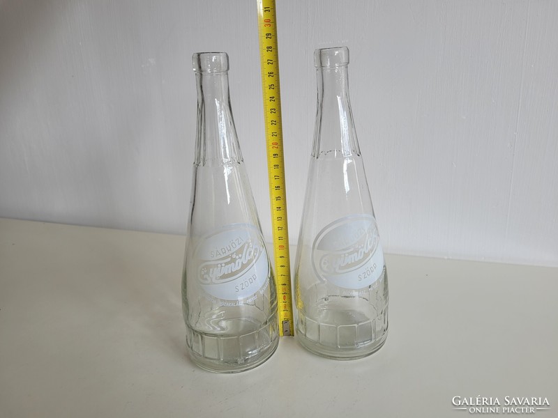 Old retro large size syrup glass bottle mud fruit syrup mid century bottle