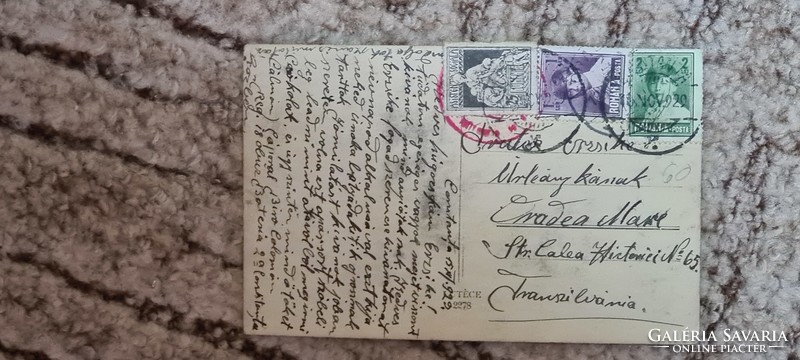 1929 Antik képeslap, üdvözlőlap, levelezőlap  bélyeggel