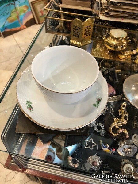 Meissen tea cup with 3 coasters, porcelain, old 10 cm plates.