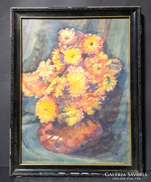 Boemm Klára: Virágcsendélet - akvarell, teljes méret 34x43,5 cm