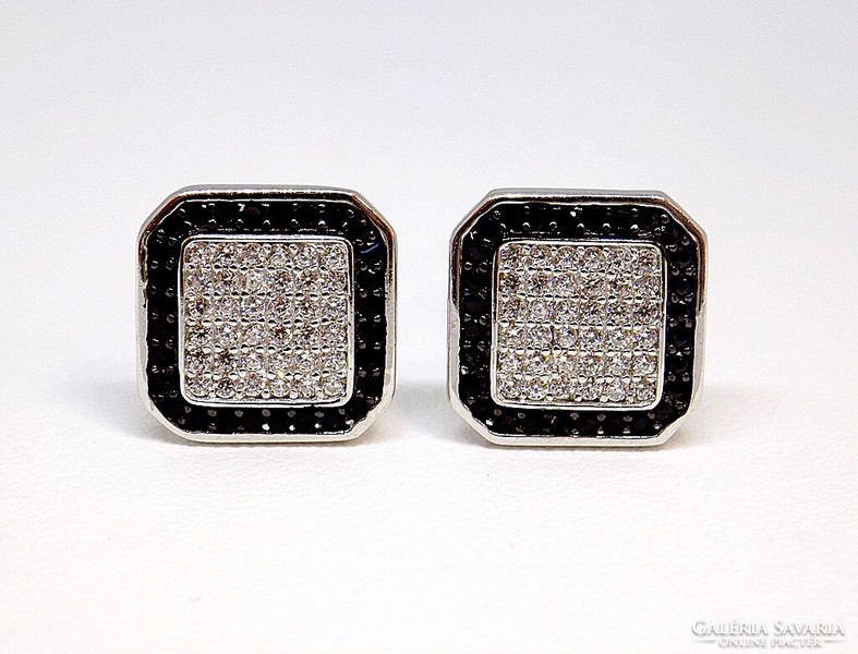 Elegant white-black stone cufflinks (zal-ag107739)