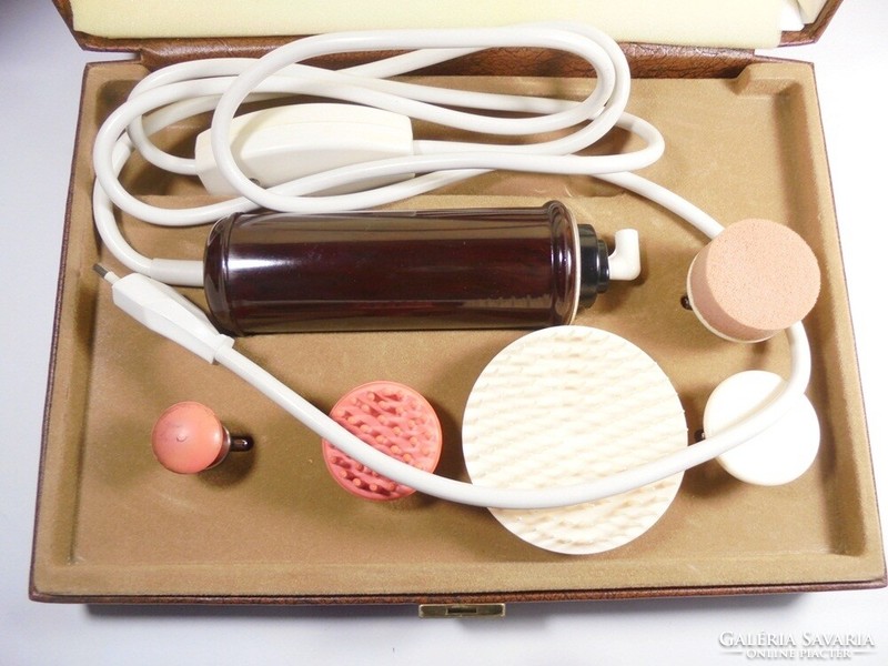 Retro old maspo working massager set with original leatherette case, including all accessories