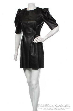 .S-es csinos Zara fekete műbőr ruha - kiállítás megnyitóra egyéb alkalmakra