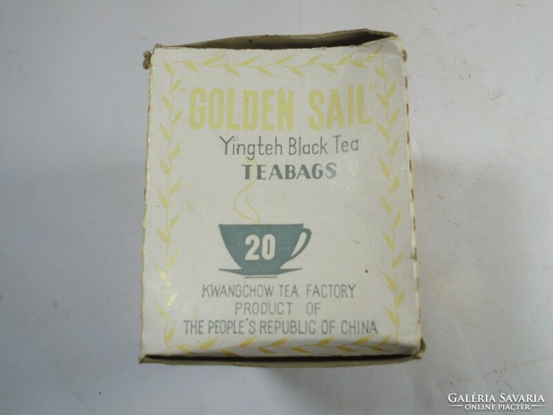 Retro régi Teabags Golden Sail papír tea teás doboz- kb.1980