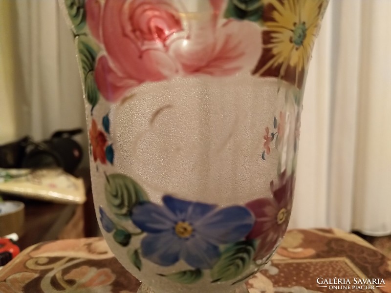 Antik biedermeier rózsás kehely pohár az 1800-as évekből