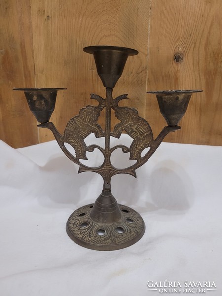 Antique, Indian, three-pronged candle holder
